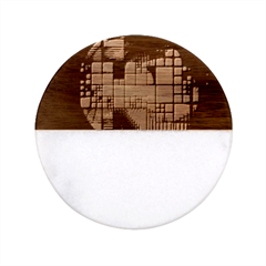 Pattern Structure Light Patterns Classic Marble Wood Coaster (round)  by danenraven