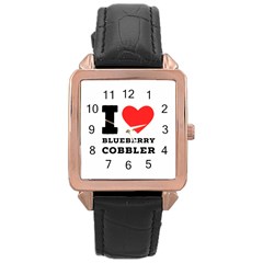 I Love Blueberry Cobbler Rose Gold Leather Watch  by ilovewhateva