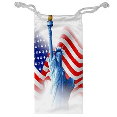 Statue Of Liberty And Usa Flag Art Jewelry Bag by danenraven