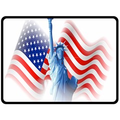 Statue Of Liberty And Usa Flag Art Fleece Blanket (large) by danenraven