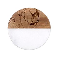Lion Cartoon Parody Classic Marble Wood Coaster (round)  by danenraven