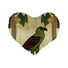 Egyptian Paper Papyrus Bird Standard 16  Premium Flano Heart Shape Cushions by Mog4mog4