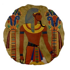 Egyptian Tutunkhamun Pharaoh Design Large 18  Premium Flano Round Cushions by Mog4mog4