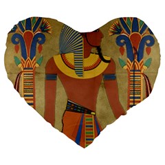Egyptian Tutunkhamun Pharaoh Design Large 19  Premium Flano Heart Shape Cushions by Mog4mog4