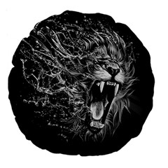 Lion Furious Abstract Desing Furious Large 18  Premium Flano Round Cushions by Mog4mog4
