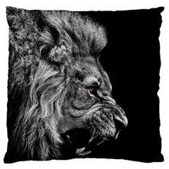 Roar Angry Male Lion Black Large Cushion Case (two Sides) by Mog4mog4