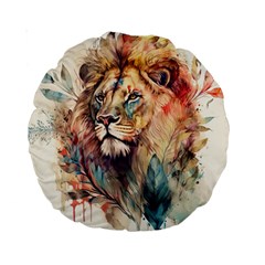 Lion Africa African Art Standard 15  Premium Round Cushions by Mog4mog4