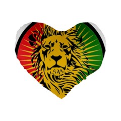 Lion Head Africa Rasta Standard 16  Premium Flano Heart Shape Cushions by Mog4mog4