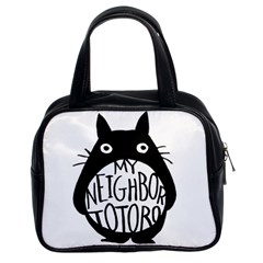 My Neighbor Totoro Black And White Classic Handbag (two Sides) by Mog4mog4