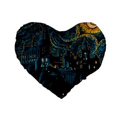 Hogwarts Castle Van Gogh Standard 16  Premium Flano Heart Shape Cushions by Mog4mog4