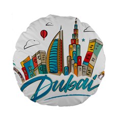 Burj Khalifa Skyline Clip Art Drawing Comic World Standard 15  Premium Flano Round Cushions by Mog4mog4