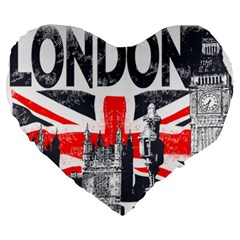 Big Ben City Of London Large 19  Premium Heart Shape Cushions by Mog4mog4