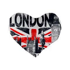 Big Ben City Of London Standard 16  Premium Flano Heart Shape Cushions by Mog4mog4
