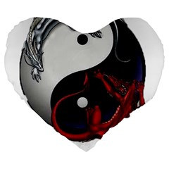 Yin And Yang Chinese Dragon Large 19  Premium Heart Shape Cushions by Mog4mog4