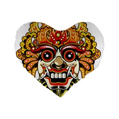 Bali Barong Mask Euclidean Vector Chiefs Face Standard 16  Premium Flano Heart Shape Cushions by Mog4mog4