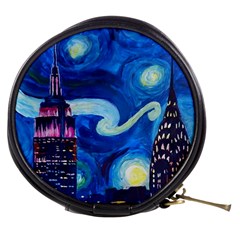 Starry Night In New York Van Gogh Manhattan Chrysler Building And Empire State Building Mini Makeup Bag by Mog4mog4