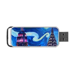 Starry Night In New York Van Gogh Manhattan Chrysler Building And Empire State Building Portable Usb Flash (one Side) by Mog4mog4