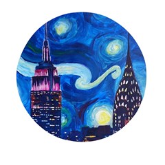 Starry Night In New York Van Gogh Manhattan Chrysler Building And Empire State Building Mini Round Pill Box (pack Of 3) by Mog4mog4