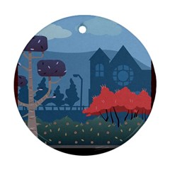 Town Vector Illustration Illustrator City Urban Round Ornament (two Sides) by Mog4mog4