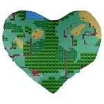 Green Retro Games Pattern Large 19  Premium Flano Heart Shape Cushions