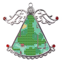 Green Retro Games Pattern Metal Angel With Crystal Ornament by Bakwanart