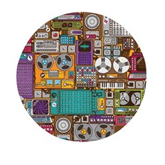 Pattern Design Art Techno Dj Music Retro Music Device Mini Round Pill Box (pack Of 3) by Bakwanart