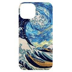 The Great Wave Of Kanagawa Painting Hokusai, Starry Night Vincent Van Gogh Iphone 14 Black Uv Print Case by Bakwanart