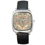 Art Nouveau Vintage Retro Pattern Floral Square Metal Watch