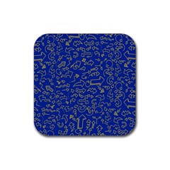 Arrows Doodles Drawing Background Sketch Direction Rubber Coaster (square) by 99art