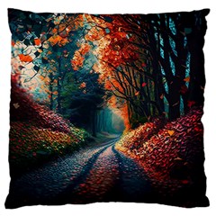 Forest Autumn Fall Painting Large Cushion Case (one Side)