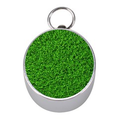 Green Grass Texture Summer Mini Silver Compasses by 99art