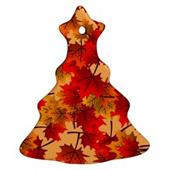 Wallpaper Background Autumn Fall Christmas Tree Ornament (two Sides) by Vaneshart