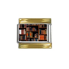 Assorted Title Of Books Piled In The Shelves Assorted Book Lot Inside The Wooden Shelf Gold Trim Italian Charm (9mm) by 99art