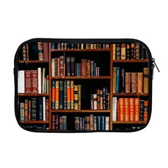 Assorted Title Of Books Piled In The Shelves Assorted Book Lot Inside The Wooden Shelf Apple Macbook Pro 17  Zipper Case by 99art