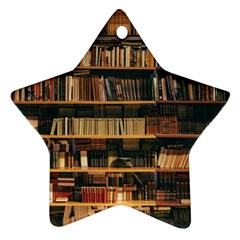 Books On Bookshelf Assorted Color Book Lot In Bookcase Library Ornament (star) by 99art