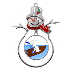 Spirit-boat-funny-comic-graphic Metal Snowman Ornament by 99art