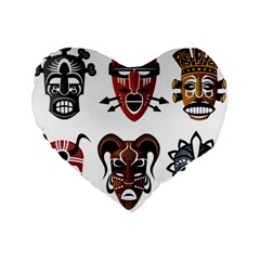 Tribal-masks-african-culture-set Standard 16  Premium Flano Heart Shape Cushions by 99art