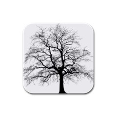 Tree-silhouette-winter-plant Rubber Square Coaster (4 Pack) by 99art