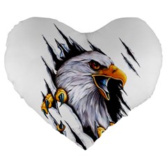 Eagle Large 19  Premium Flano Heart Shape Cushions by 99art