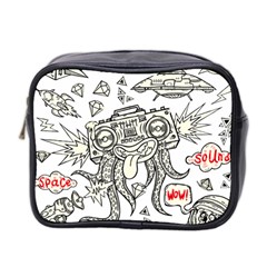 Drawing Clip Art Hand Painted Abstract Creative Space Squid Radio Mini Toiletries Bag (two Sides) by 99art