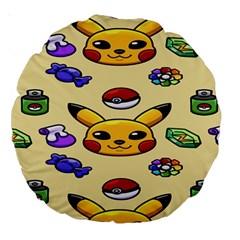Pikachu Large 18  Premium Round Cushions by artworkshop