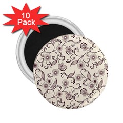 White And Brown Floral Wallpaper Flowers Background Pattern 2 25  Magnets (10 Pack) 