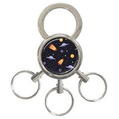 Cosmos Rockets Spaceships Ufos 3-ring Key Chain