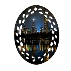 New York Night Central Park Skyscrapers Skyline Oval Filigree Ornament (two Sides) by Cowasu