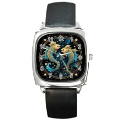 Fish Star Sign Square Metal Watch by Bangk1t