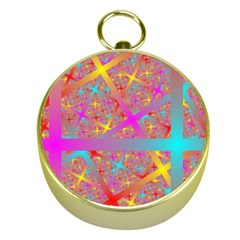 Geometric Abstract Colorful Gold Compasses