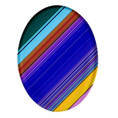 Color Lines Slanting Green Blue Oval Glass Fridge Magnet (4 Pack)