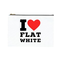 I Love Flat White Cosmetic Bag (large) by ilovewhateva