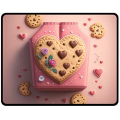 Cookies Valentine Heart Holiday Gift Love Two Sides Fleece Blanket (medium) by Ndabl3x