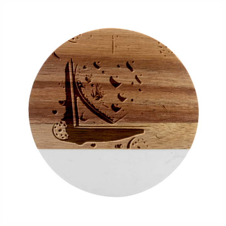 Cookies Valentine Heart Holiday Gift Love Marble Wood Coaster (Round)